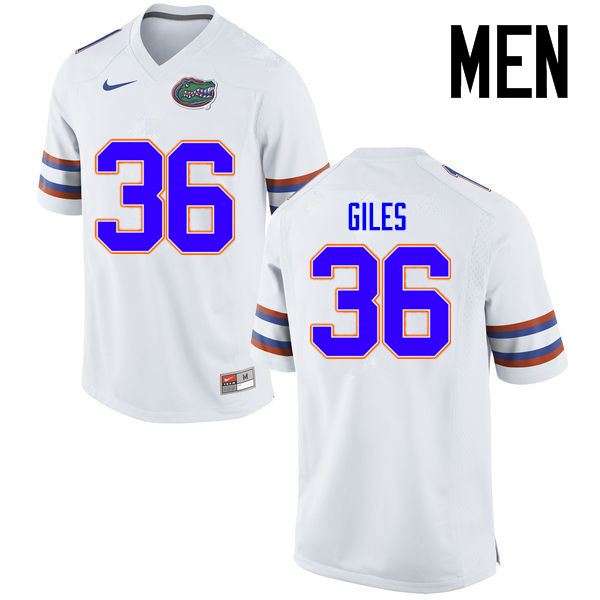 Men Florida Gators #36 Eddie Giles College Football Jerseys Sale-White - Click Image to Close